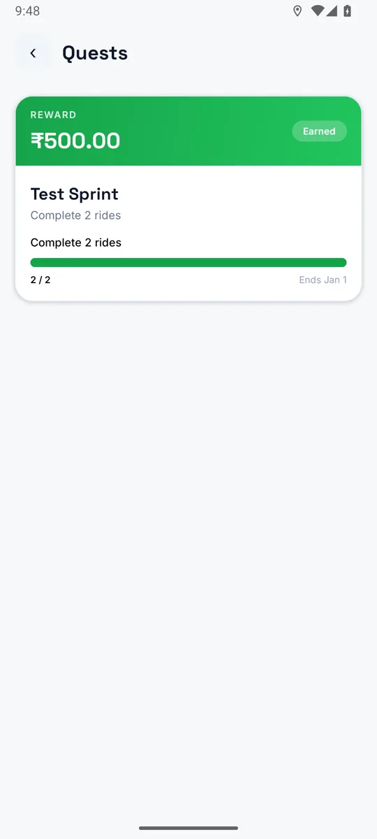 Driver app: Quests and incentives