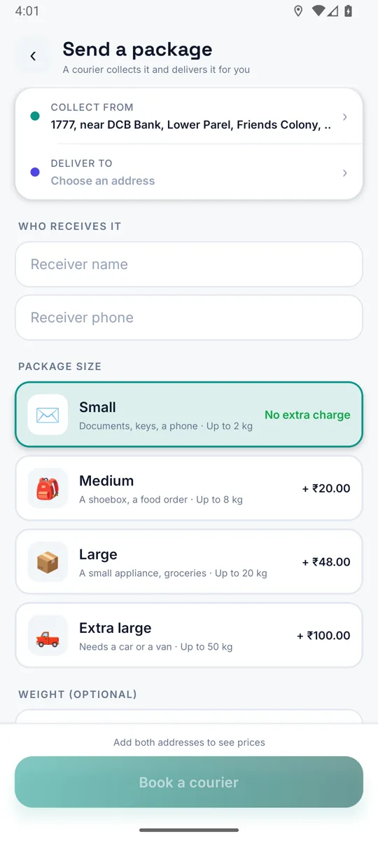 Rider app — Parcel delivery